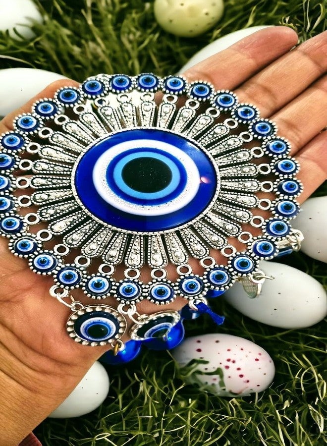G F S Metal 5 Bells Wind Chimes Elevate Your Home With Positive Energy, Evil Eye Hanging For Home, Decorative Items (Blue) - Image 4